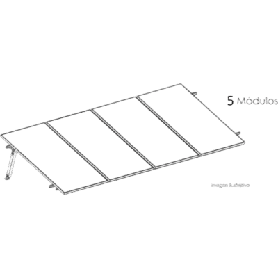 Estructura de Montaje Fotovoltaico / Losa Plana / Configuración 1x3 / Viento 170 km/h / Inclinación 10° / Rieles E-O 3.55 m (11.65 ft) / Rieles N-S 2.14 m (7.02 ft) / Altura 0.52 m (1.71 ft) / Área 10 m² / Módulos 645
