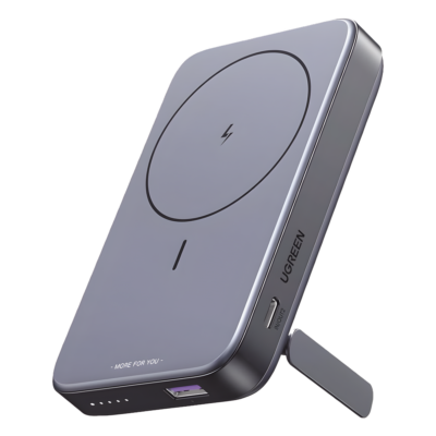 Power Bank MagSafe de 10000mAh NEXODE | 20W | 1 USB-C | 1 USB-A | Carga Rápida bidireccional | Soporta modo Standby | Soporte Plegable | Ultra Delgado | Ultra ligero | Compatible con iPhone 15/14/13/12 | Color Gris.