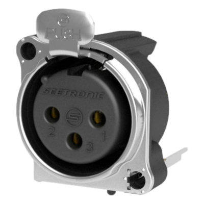 Conector XLR Hembra / 3 Polos / Montaje Vertical PCB / Carcasa Metálica / Pines Chapados en Oro / Diseño Compacto