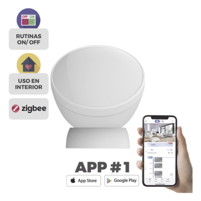 Sensor de Movimiento PIR / Inmunidad para Mascotas / Zigbee 3.0 / Alcance 7 m (23 ft) / Batería 3 Años / Ángulo 360°
