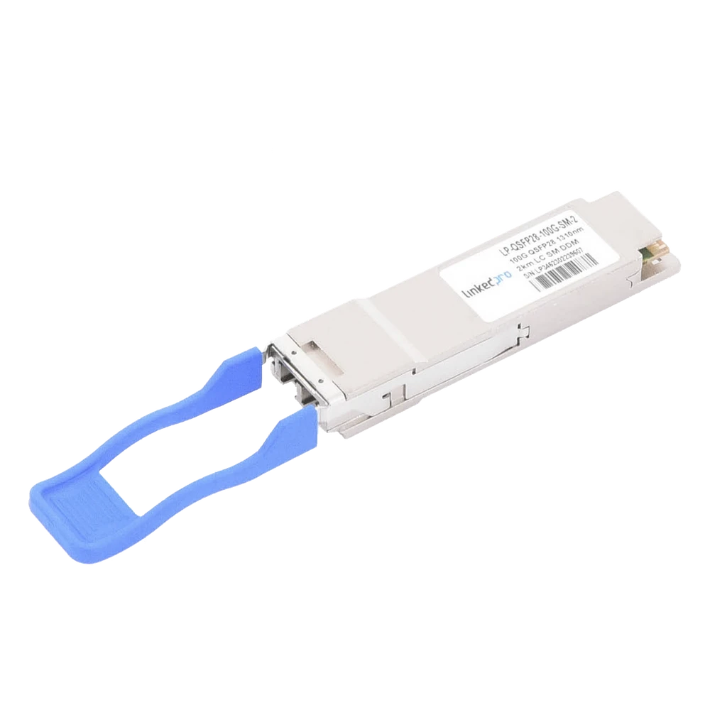 portada_0S1000-89 Transceptor Óptico QSFP28 / 100 Gbps / Monomodo 1310 nm / Alcance 2 km (1.24 mi) / LC/UPC Dúplex / DDM / Hot-Pluggable LPQSFP28100GSM2 1
