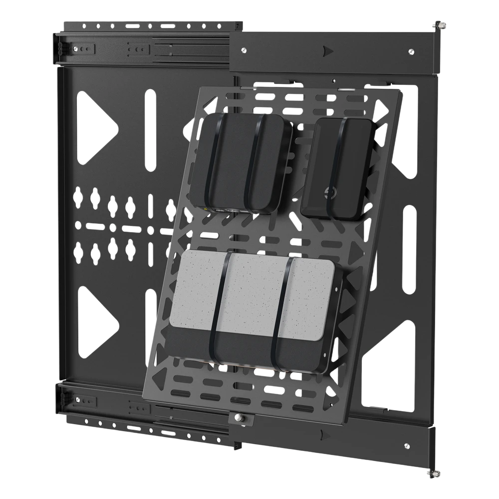 sec_2_0S1000-52 Panel de Almacenamiento AV Deslizante / Capacidad 10 kg (22 lbs) / Rango 300 mm / Acero de Alta Resistencia / Quick-Release / Montaje Pared y Riel APM-10-01 2