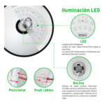 Luminario LED RGB / 30W / 2400 Lúmenes / Bluetooth / Control por App / Voltaje Universal 85-265V / 380 mm (1.2 ft) Diámetro sec_4_0S1000-12