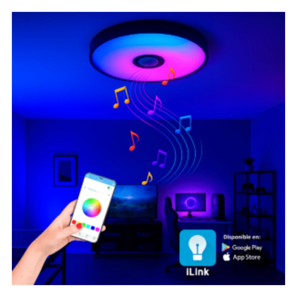 sec_5_1S1000-23 Luminario LED RGB / 30W / 2400 Lúmenes / Bluetooth / Control por App / Voltaje Universal 85-265V / 380 mm (1.2 ft) Diámetro JLAR-3003 6