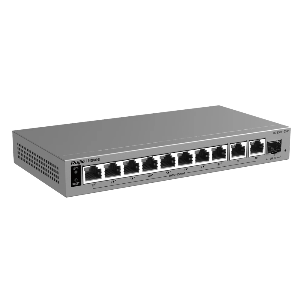 sec_5_1S1000-88 Switch PoE Gigabit Smart Cloud-Managed / 11 Puertos / 8 Puertos PoE+ 120 W / 1 Puerto SFP Uplink / Capa 2 / Sin Ventilador / Protección 6 kV RG-ES211GS-P 2