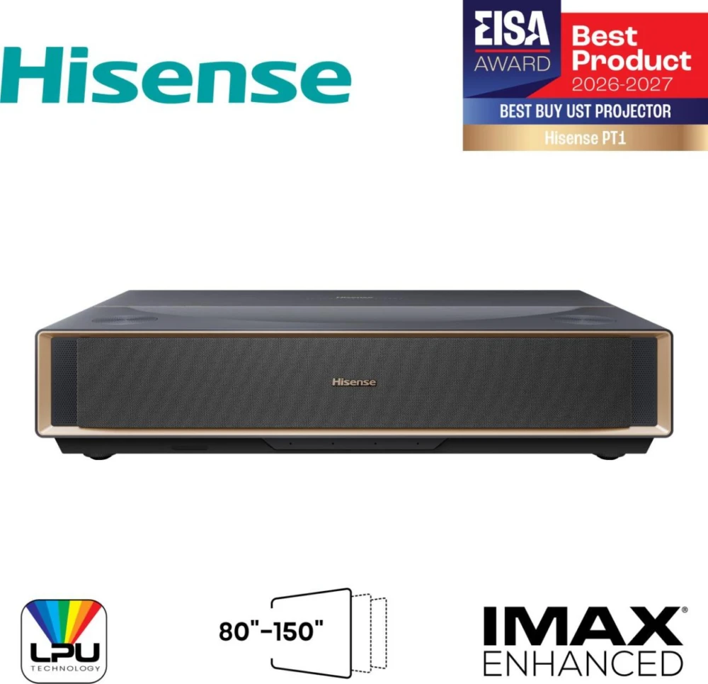 Laser Cinema HISENSE PT1 4K DPL, GOOGLE TV   de 80 a 150 Pulgadas, Tiro corto. PT1 1