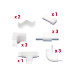 Kit de Accesorios para Canaleta / 13 Piezas / Esquineros, Uniones, Secciones L y T / PVC Rígido / Sin Herramientas TMK0812ACC-l
