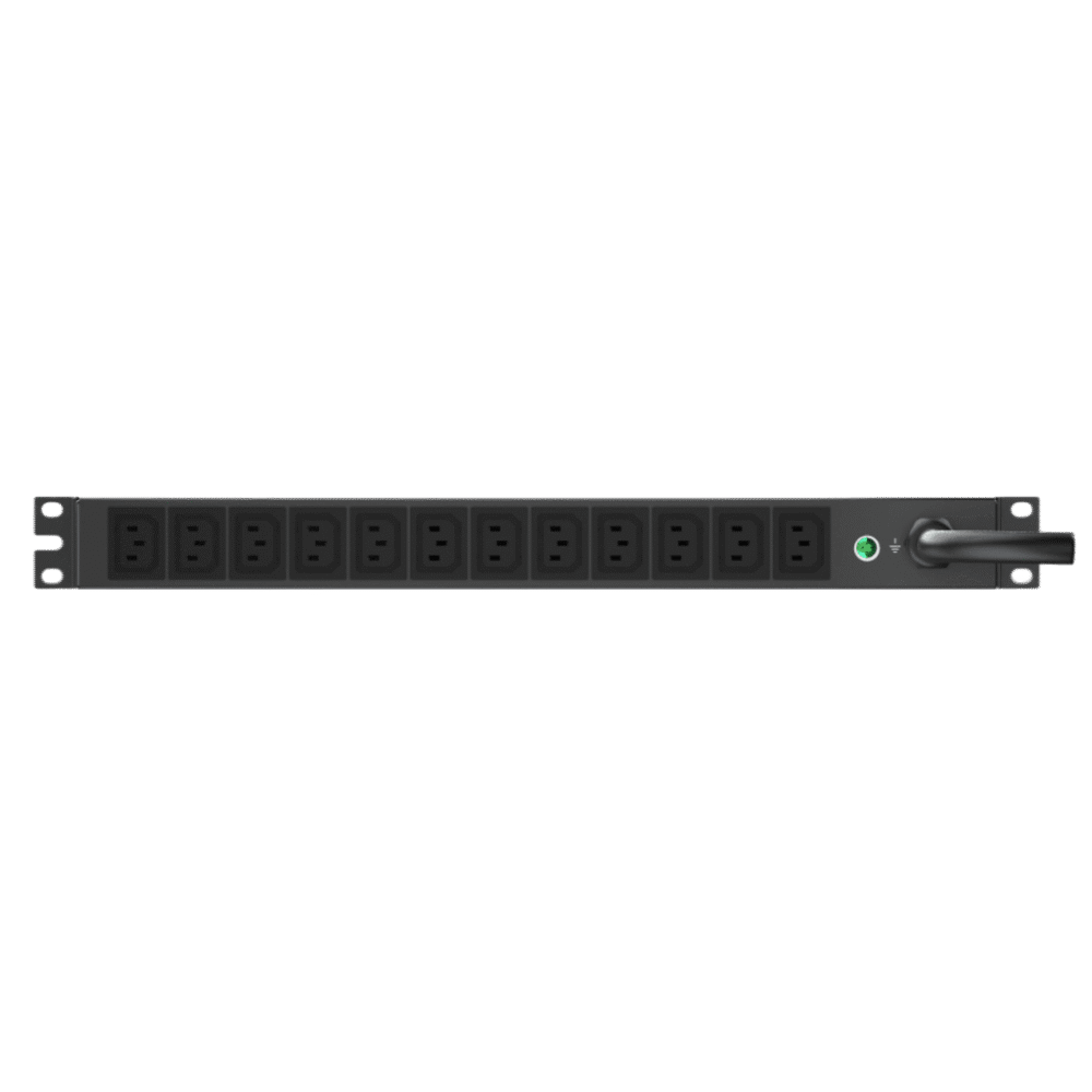 frontal_0S1000-11 PDU Monitoreable / 12 Salidas C13 / NEMA L6-20P / Rack 1 UR 19 in / 100-240 Vca / 20 A / 3 m (9.8 ft) E12D13M 2