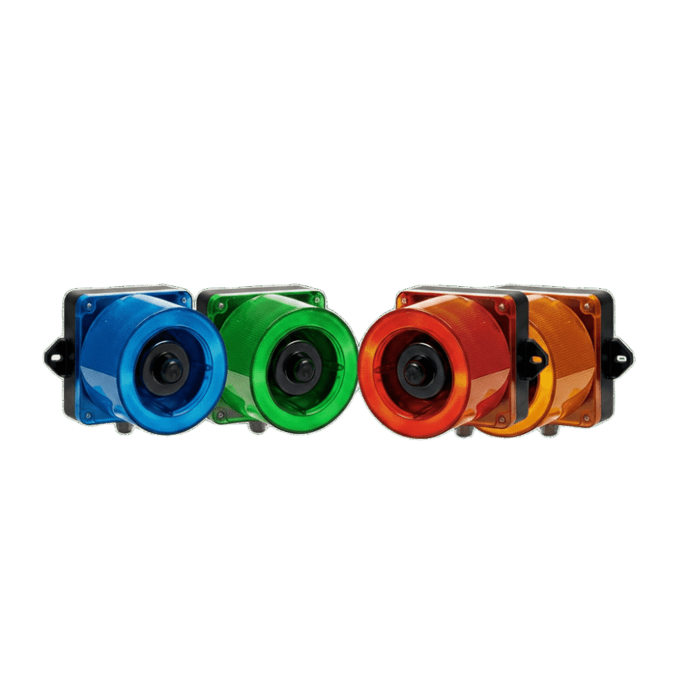 frontal_0S1000-18 Señalizador Audiovisual Industrial / LED Ámbar / 31 Tonos / 123 dB / 12-24 VCD / IP66 QWCD50-012024-A-LC 2