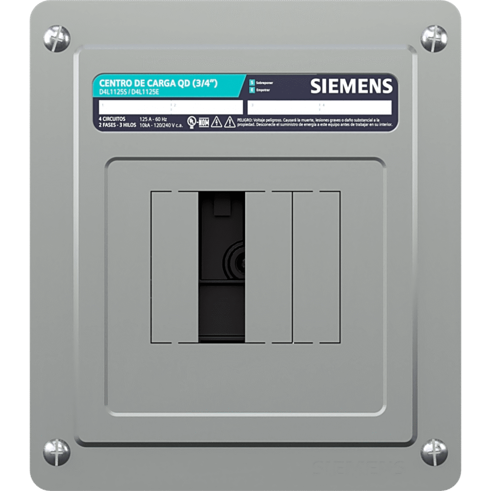 Centro de Carga Monofásico / 4 Polos / 125 A / 120/240 VCA / NEMA 1 / 10 kA / Sobreponer D4L2125S 2