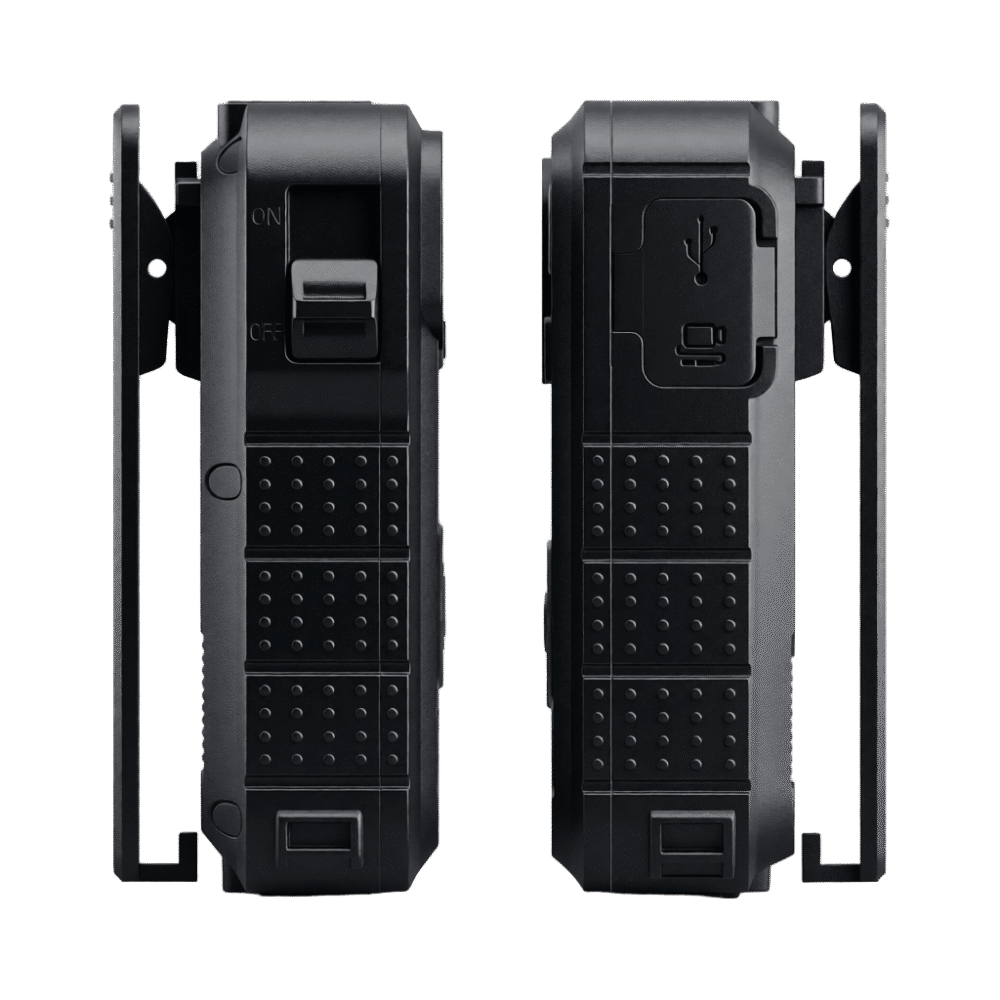 lateral_derecha_0S1000-7 Body Camera / Full HD 1080p / Ángulo 120° / Visión Nocturna IR 10 m (32.8 ft) / Batería 3600 mAh / Memoria 64 GB XMRT3-S 4