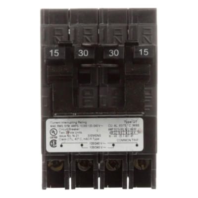 Interruptor Automático Cuádruplex / 2 Polos Dobles / 40-20 A / 120/240 VCA / 10 kA / Enchufable