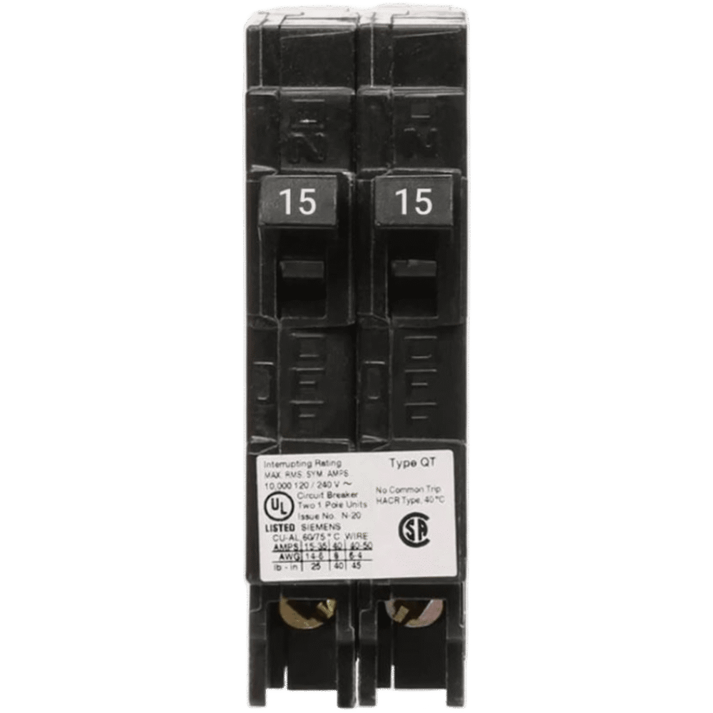 Interruptor Automático Duplex / 2 Polos / 20-20 A / 120 VCA / 10 kA / Enchufable Q2020 1