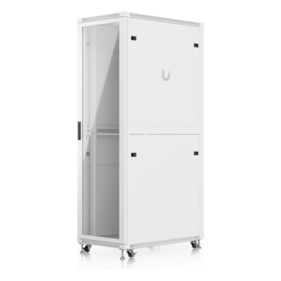 Gabinete Rack de Piso / 42U / 600 x 1000 mm (23.6 x 39.4 in) / Carga 800 kg / Puerta Vidrio Templado / Ventiladores Integrados