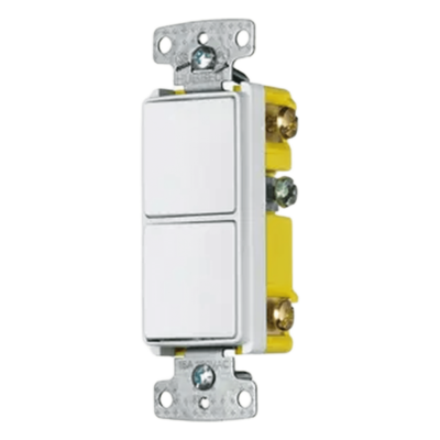 Inicio Interruptor Residencial / 15 A / 120-277 V CA / 2 Polos Unipolares / 30,000 Ciclos / 0.66 ft x 0.66 ft (20 cm x 20 cm) / Blanco