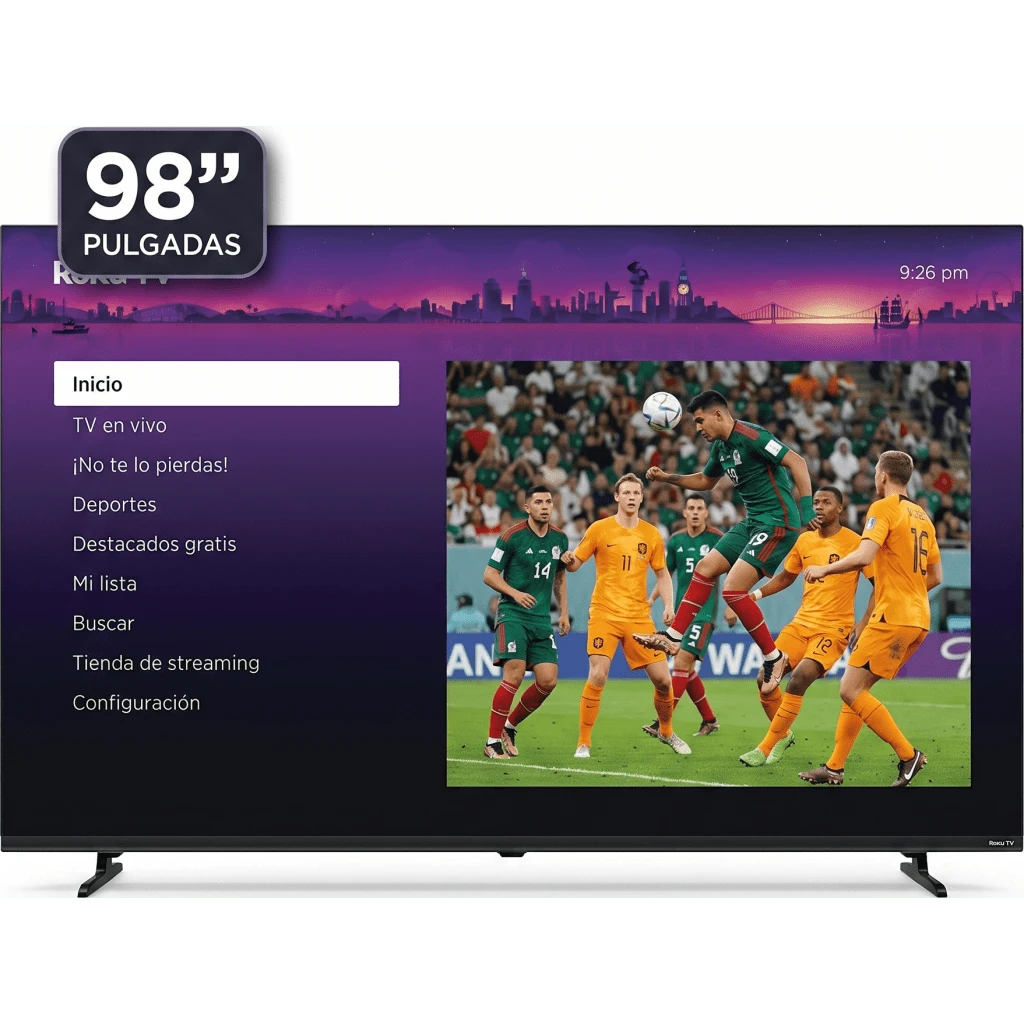 Inicio Smart TV QLED / 98 pulgadas / 4K UHD / Dolby Audio 12W+12W / 3 HDMI ARC-CEC / Wi-Fi / VESA 700×400