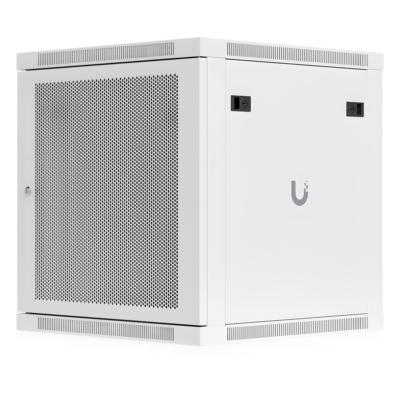 Gabinete Rack 12U / Montaje en Pared / Profundidad Ajustable 448-508 mm / Capacidad 80 kg / Ventilación Integrada / Puerta Perforada