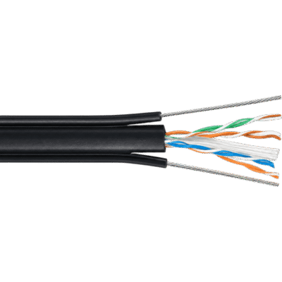 Bobina de Cable UTP Para Elevador de 305 Metros, 4 Pares, CAT6, Revestimiento de PVC con Doble Cable Mensajero, 23 AWG
