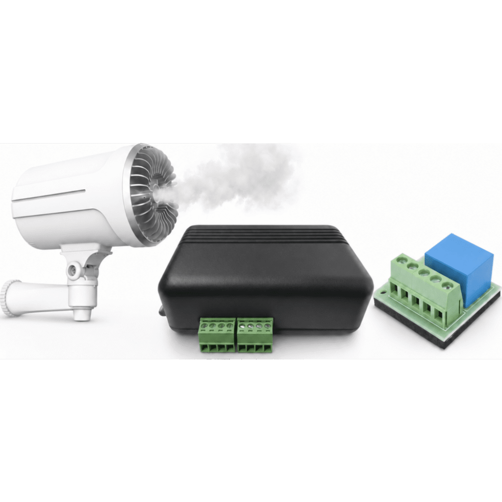 Kit Comunicador 4GLTEM + Generador de Niebla / 4 Entradas y 2 Salidas / 2 Años de Servicio Incluidos / Notificación PUSH e Email / Activación Remota / Cubre 150m³ en 10 Segundos / Contacto Seco MQ03-LTE-M-NIEBLA 1