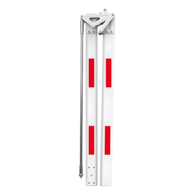 Brazo Articulado para Barrera Vehicular / 6 m (19.7 ft) / Articulación 180° / Aluminio con Bandas Reflectivas / 2 Secciones de 3 m (9.8 ft)