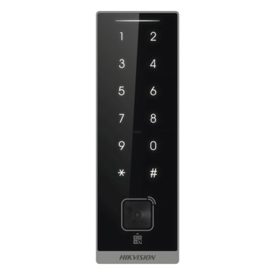 Teclado Esclavo de Control de Acceso / Lector Dual MIFARE 13.56 MHz y PROX EM 125 KHz / Bluetooth y Códigos QR / PIN Táctil / RS-485 Wiegand OSDP / Rango Térmico -40°C a 65°C