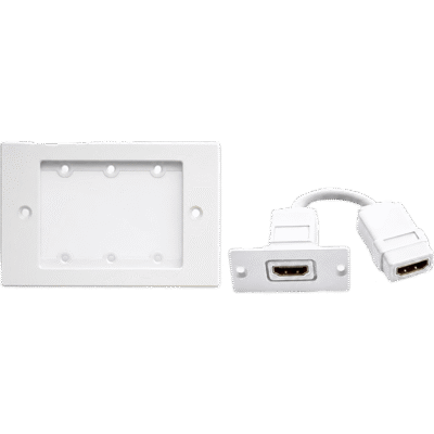 Kit Wall Plate HDMI | Frame 1 Gang METAL Versión USA | Inserción HDMI Espacio Simple | Incluye Inserciones en y Tornillos | Blanco