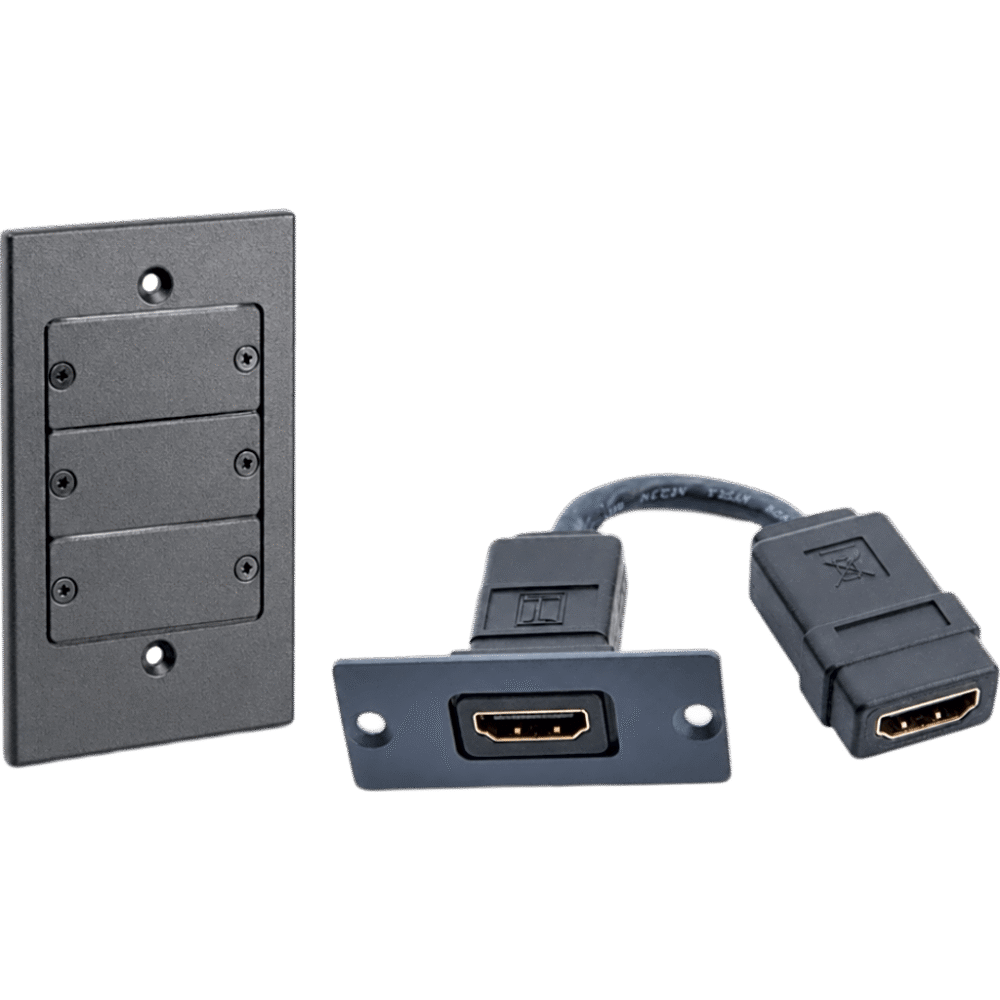 portada_0S1000-24 Kit Wall Plate HDMI | Frame 1 Gang METAL Versión USA | Inserción HDMI Espacio Simple | Incluye Inserciones en y Tornillos | Negro FRAME1G/WH(B) 1