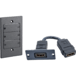 Kit Wall Plate HDMI | Frame 1 Gang METAL Versión USA | Inserción HDMI Espacio Simple | Incluye Inserciones en y Tornillos | Negro portada_0S1000-24