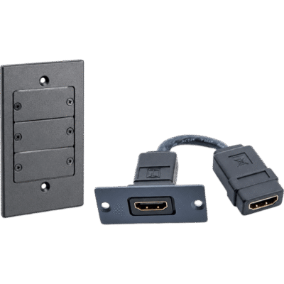 Kit Wall Plate HDMI | Frame 1 Gang METAL Versión USA | Inserción HDMI Espacio Simple | Incluye Inserciones en y Tornillos | Negro