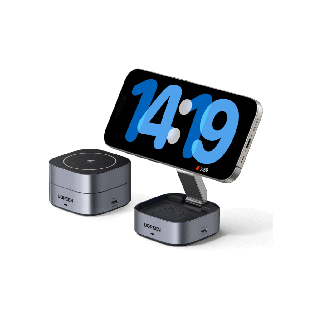 Cargador Inalámbrico Magnético 2 en 1 UGREEN / 25W Máximo Potencia Total / Carga Simultánea iPhone + Smartwatch / Compatibilidad MagSafe y No MagSafe / Puerto USB-C 20W + USB 5W / Diseño Compacto 35278 1