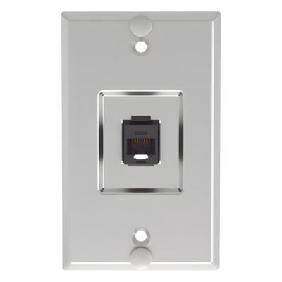 Placa de Pared Vertical / 1 Puerto Keystone / Jack Cat6 / 110 Impacto / Acero Inoxidable / 2.74 x 4.50 in