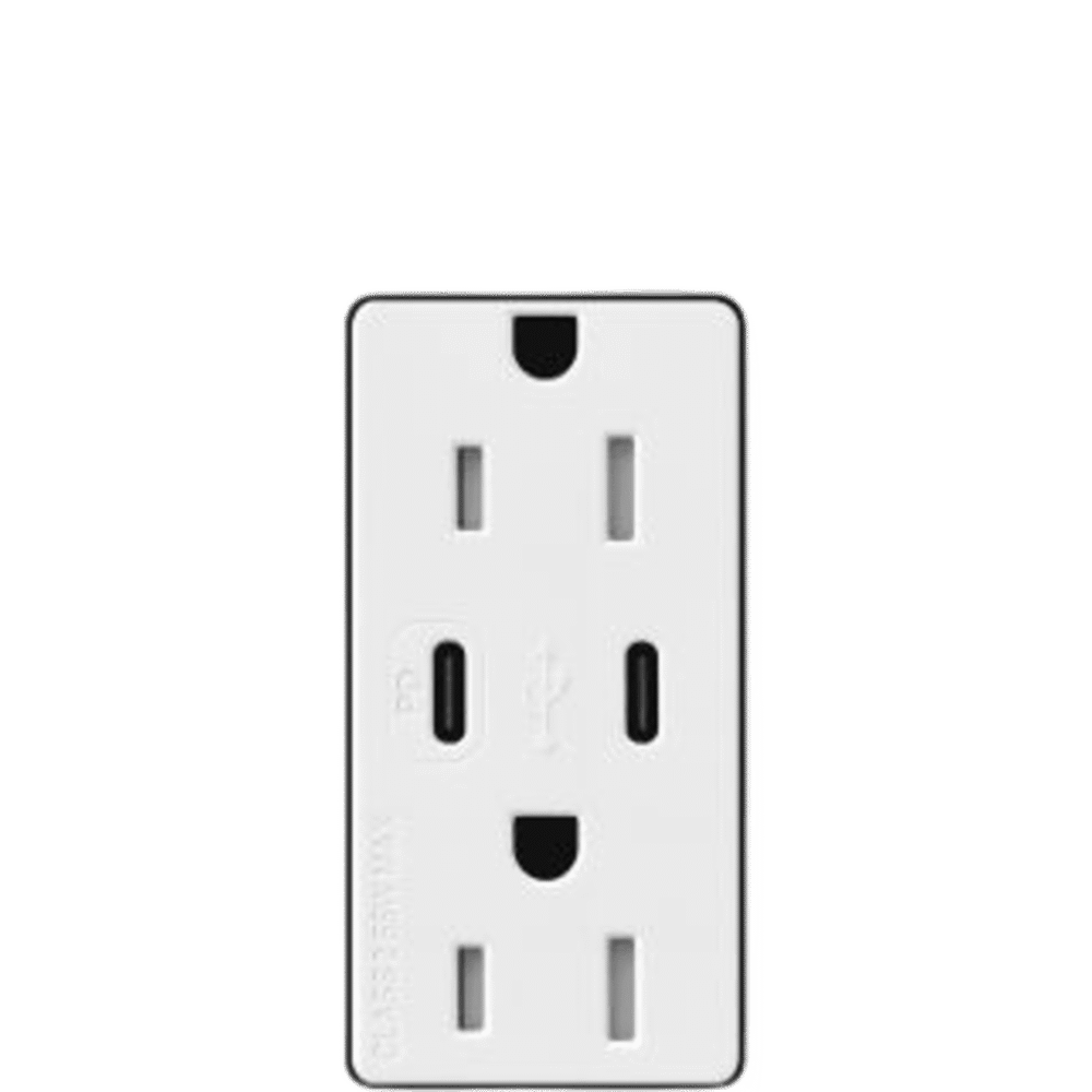 portada_0S1000-427 Tomacorriente Receptáculo / 120V / 15A / Obturador de Seguridad / Perfil Delgado 7.6 mm / USB-C PD 55W / Color Blanco CAR15CCTRWH 1