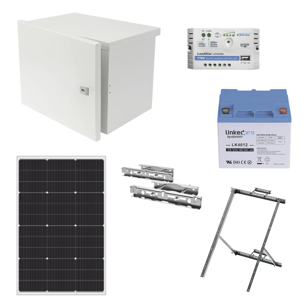 portada_0S1000-523 Kit de Alimentación PV para CCTV / 12 Vcc / 14 W Máx / Controlador PRO8512 / Incluye Panel, Batería, Controlador y Accesorios KITPVCCTVSE 1