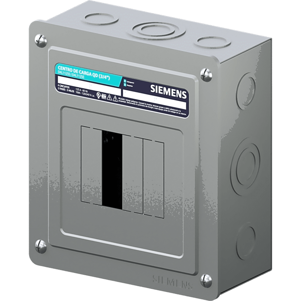 Centro de Carga Monofásico / 4 Polos / 125 A / 120/240 VCA / NEMA 1 / 10 kA / Sobreponer D4L2125S 1