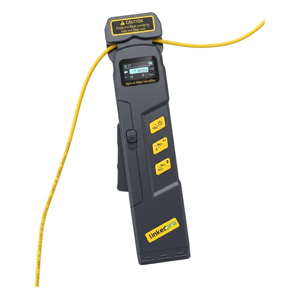 sec_5_1S1000-94 Identificador de Fibra Óptica Activa / InGaAs 800-1700 nm / Detección -48 a 10 dBm / VFL 2 mW / OPM Integrado / Pantalla OLED LP-OFI-PRO 2